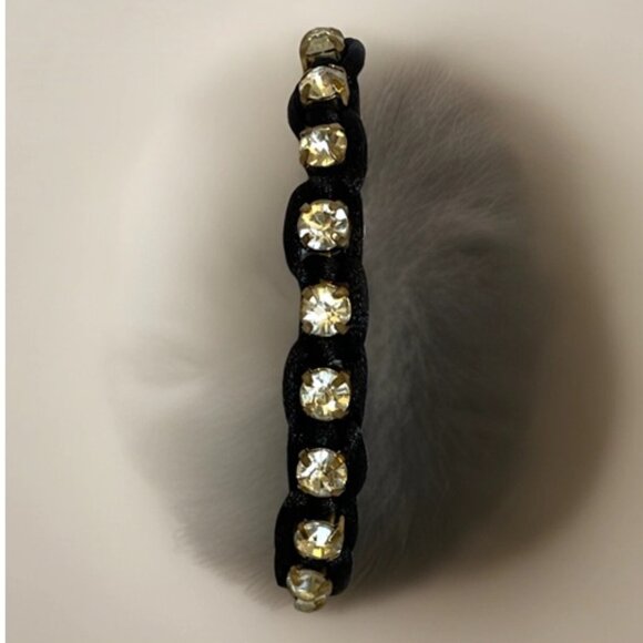 Black Paracord Rhinestone Bracelet 6.5 inches Sparkle Crystal Bling Shamballa - Picture 1 of 10